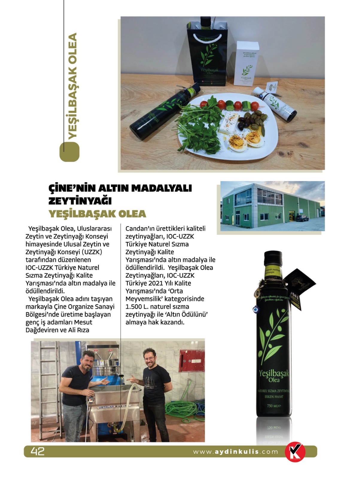 Çine'nin Altın Madalyalı Zeytinyağı Yeşilbaşak Olea